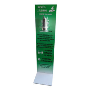 Totem igienizzante con supporto dispenser