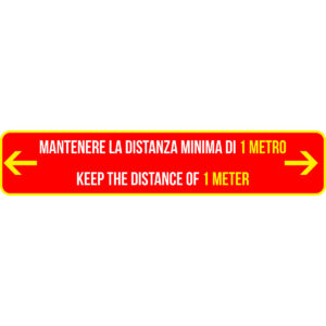 Striscia Adesiva Bilinque - Mantenere la distanza minima di 1 metro - Keep the distance of 1 meter - Red