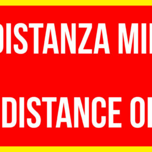 Striscia Adesiva Bilinque - Mantenere la distanza minima di 1 metro - Keep the distance of 1 meter - Red